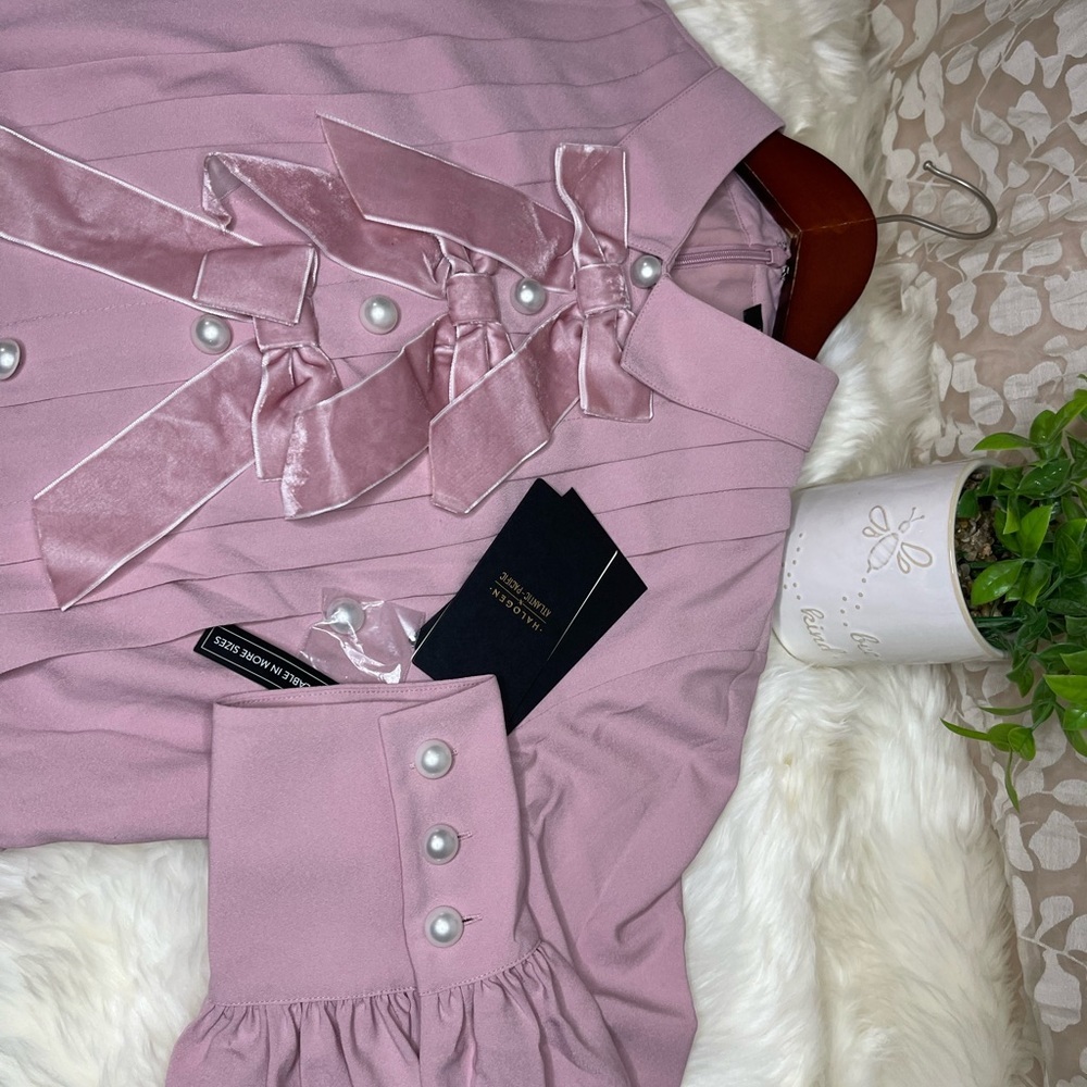 Halogen Pink Ruffle-Front Midi Dress - Picture 9 of 13